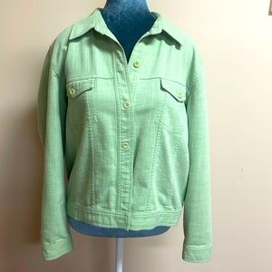 Vintage Lime Green Button Up Crewneck Jacket